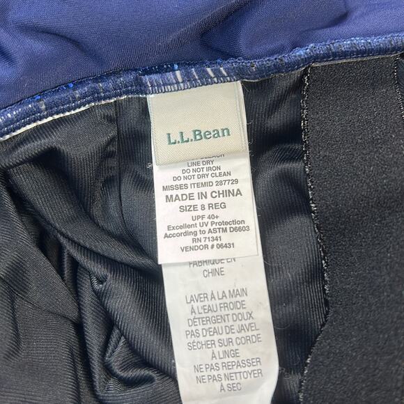 L.L. Bean UPF 40 blue faux wrap one piece swimsuit, size 8 - Picture 7 of 8